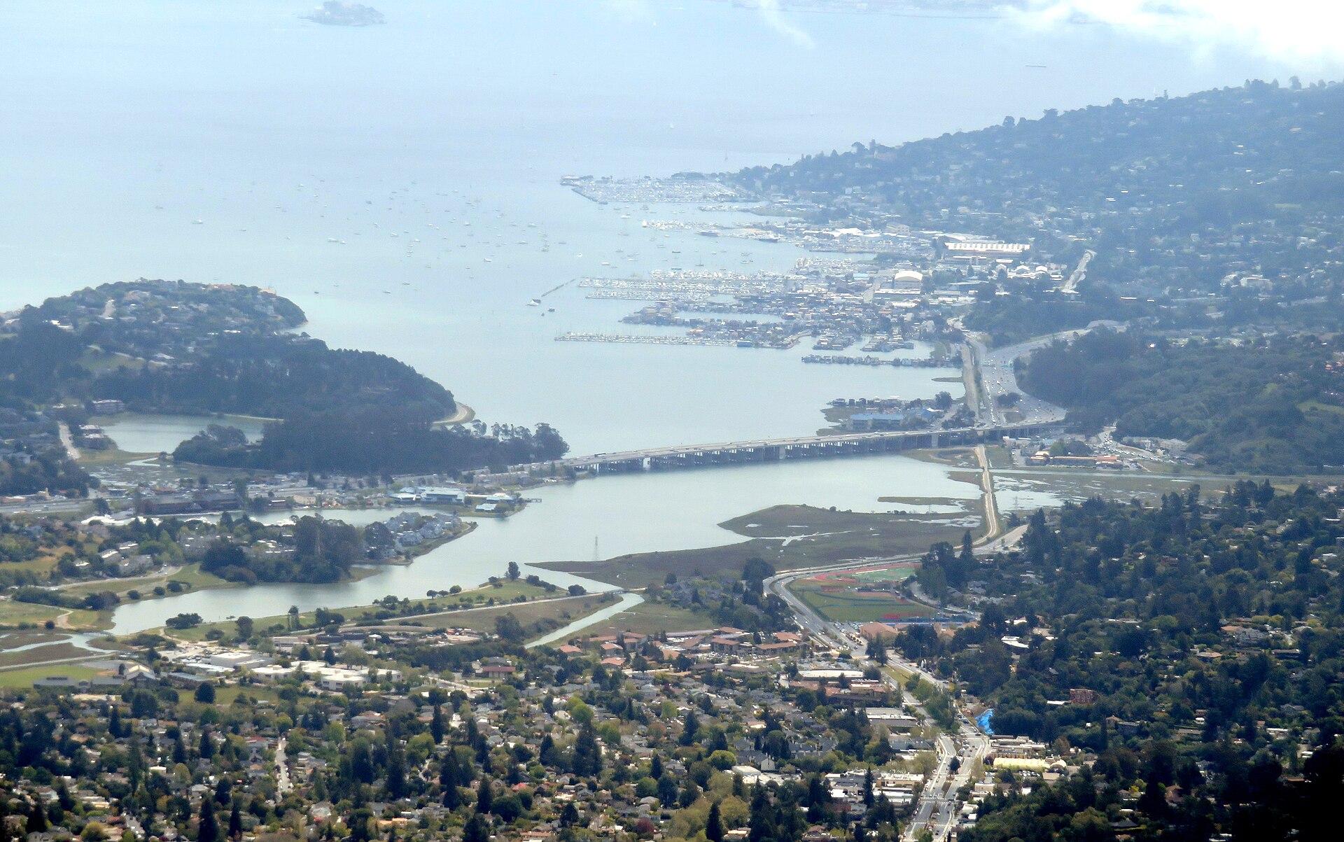 Marin City and Sausalito from Mount Tam. Photo: Pi.1415926535, CC BY-SA 3.0